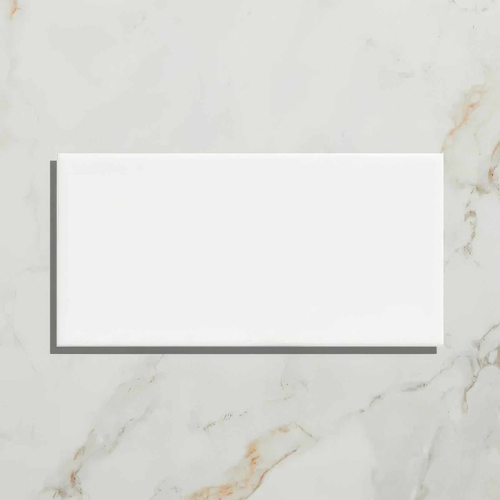 White rectangular ceramic business card with a clean minimalist design for delicate wall ceramic metro product