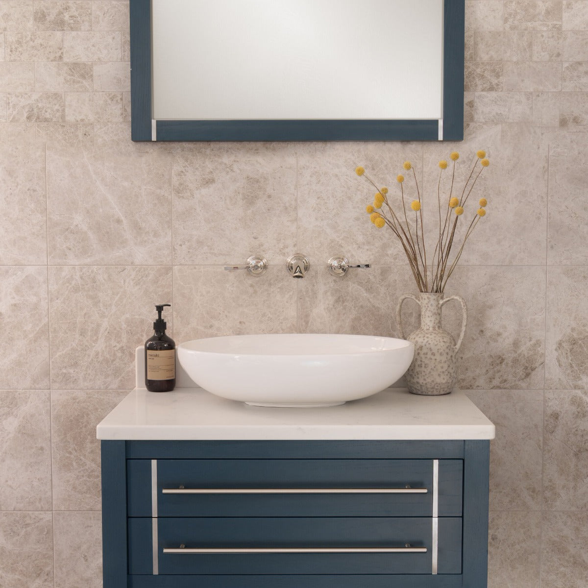 Westhampton 30 x 30cm honed marble tile room setting