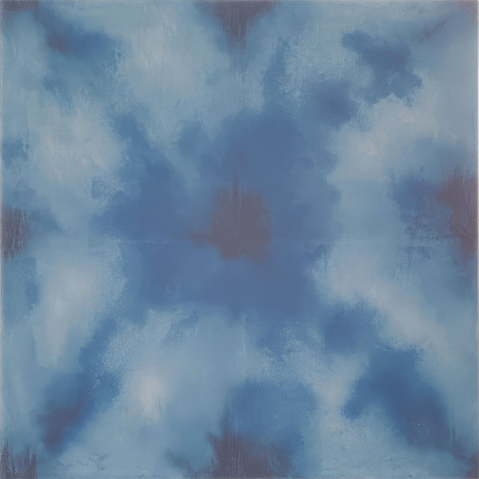 Designers Guild Shibori Cobalt fabric with abstract blue and white tie-dye pattern and subtle reddish-brown accents