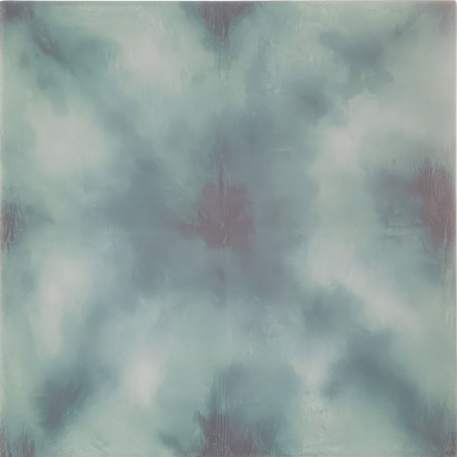 Designers Guild Shibori Duck Egg abstract painting with swirling muted teal gray and subtle reddish-brown patterns