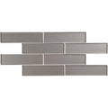 Gray glass subway tile mosaic in a classic brick pattern from the dionysus brickbond mosaic collection