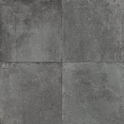 Direction dark matt 60 x 60cm dark gray concrete-effect floor tiles with a textured weathered finish