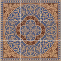 Disraeli 9 tile set blue featuring blue and brown ornate ceramic tiles with intricate floral patterns