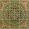 Disraeli 9 tile set green featuring green and gold ornate floor tile with intricate floral patterns for decorative flooring