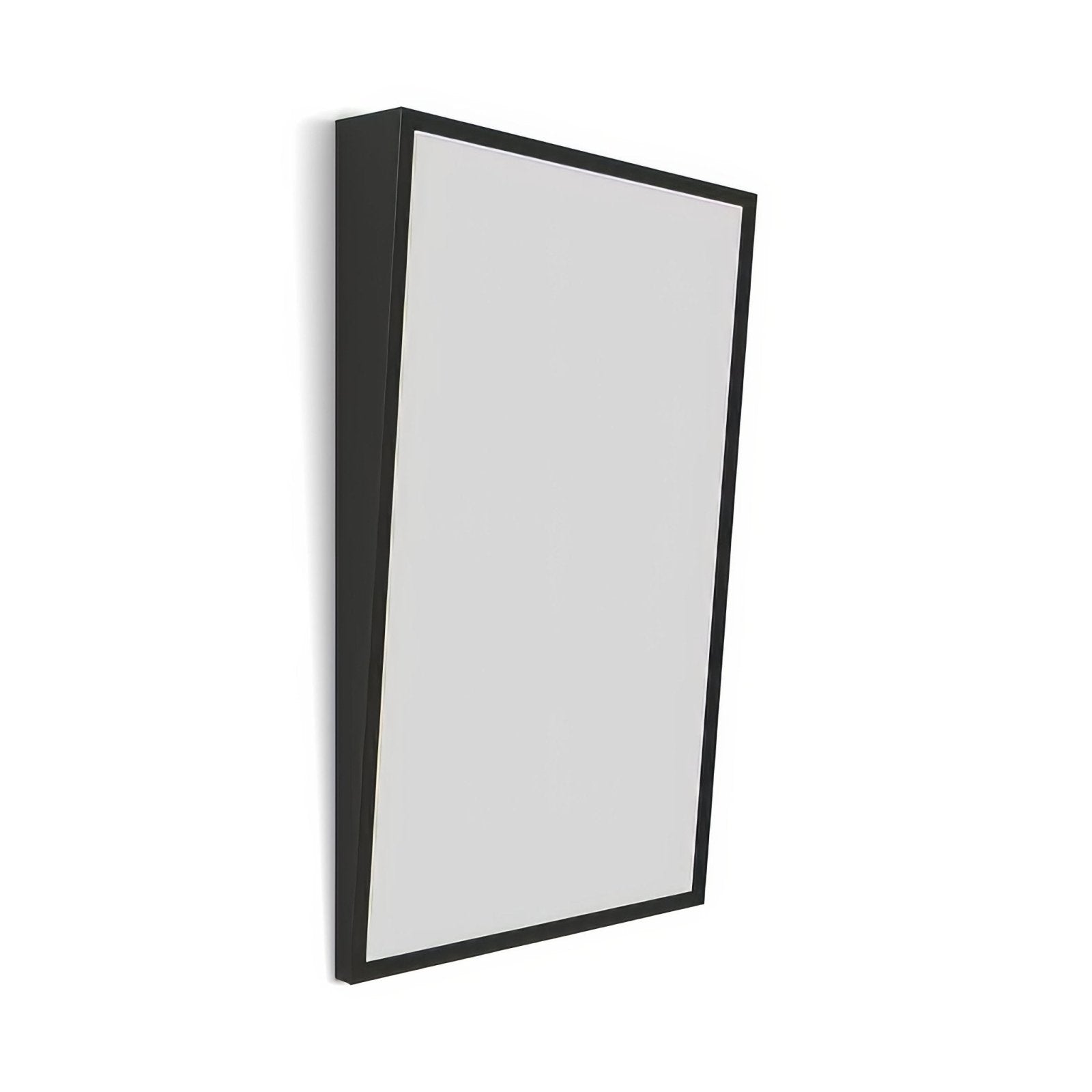 Black-framed rectangular docklands inclusive angled mirror with sleek modern design for wall mounting