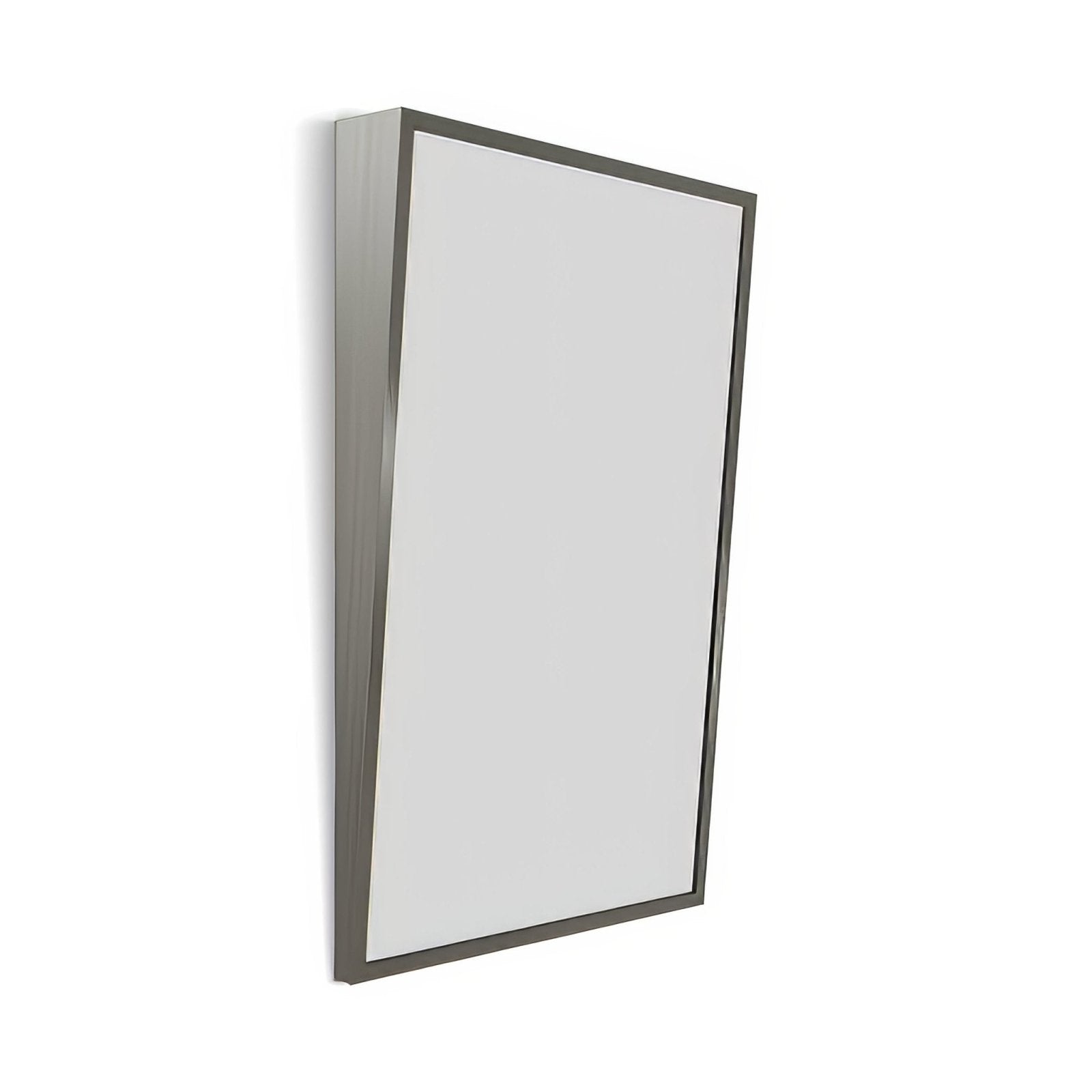 Modern rectangular docklands inclusive angled mirror with a sleek brushed stainless steel frame