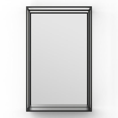 Black-framed rectangular docklands mirror with shelf 50x80cm featuring a sleek modern design and minimalist aesthetic