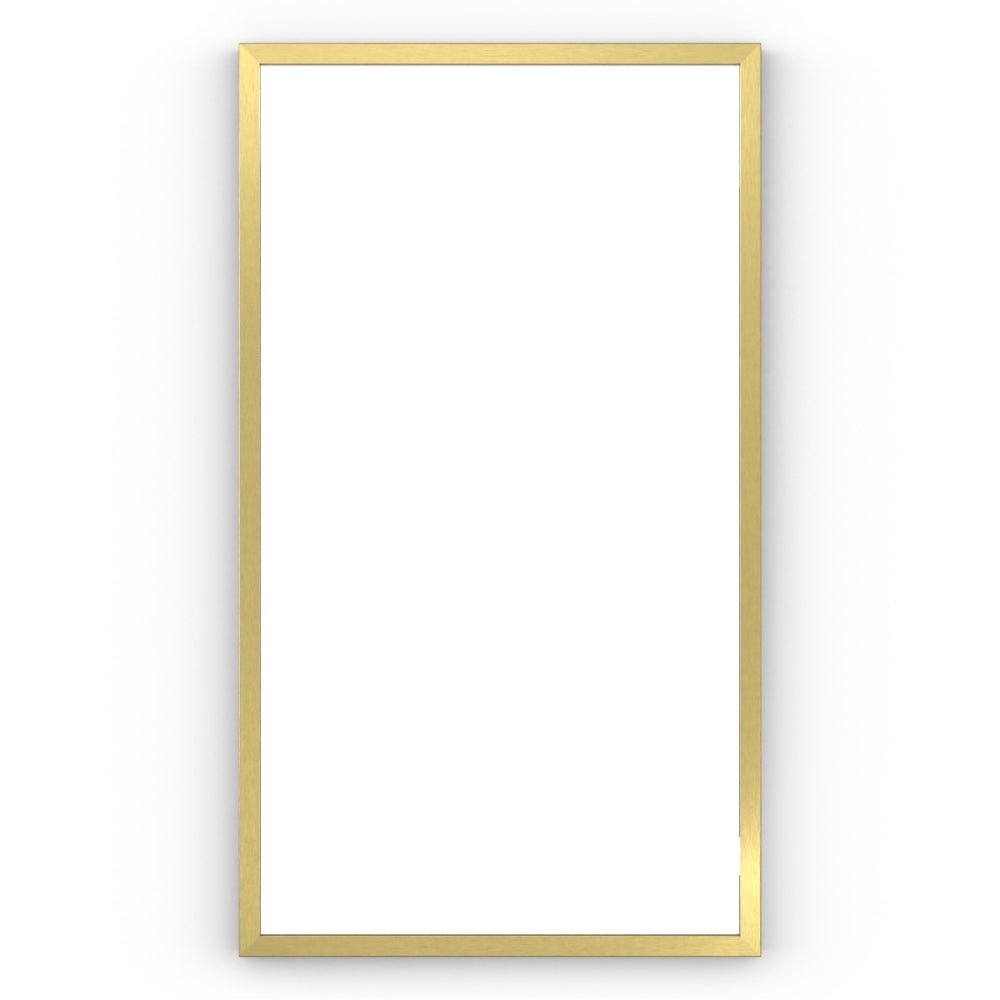 Gold-framed docklands rectangular mirror 40x70cm with a sleek minimalist design and brushed brass metallic finish