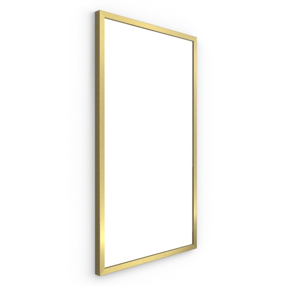 Docklands rectangular mirror 40x70cm with a sleek thin polished gold frame in brushed brass finish