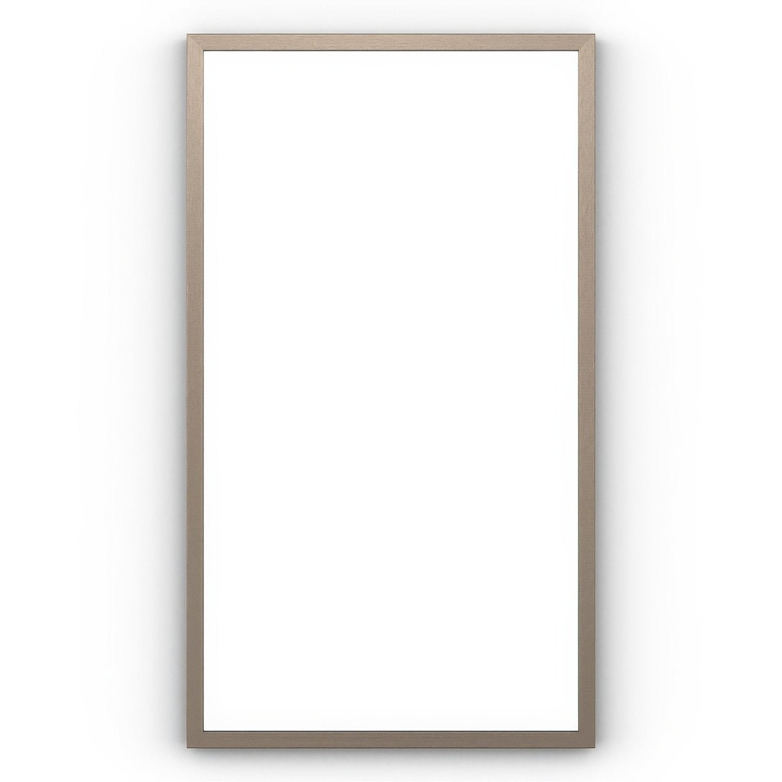 Docklands rectangular mirror 40x70cm with a sleek brushed bronze matte metallic frame and plain white reflective surface