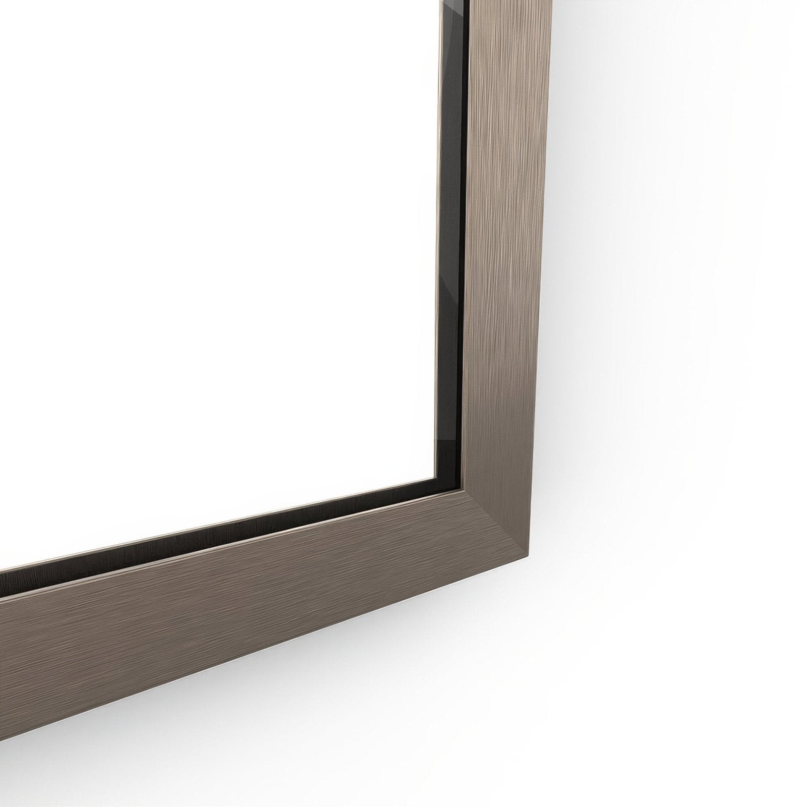Brown wood-grain framed docklands rectangular mirror 50x80cm with sleek black inner border and brushed bronze finish