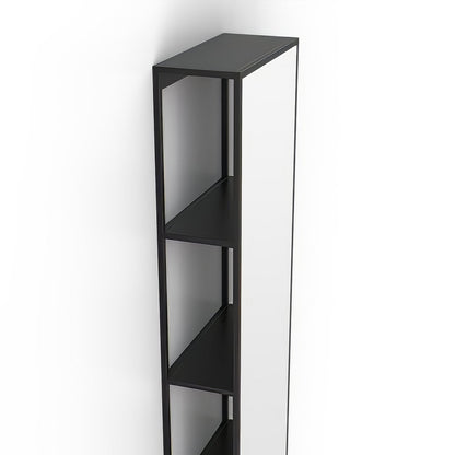 Dockside Mirror With Open Shelving 140x30cm in Black