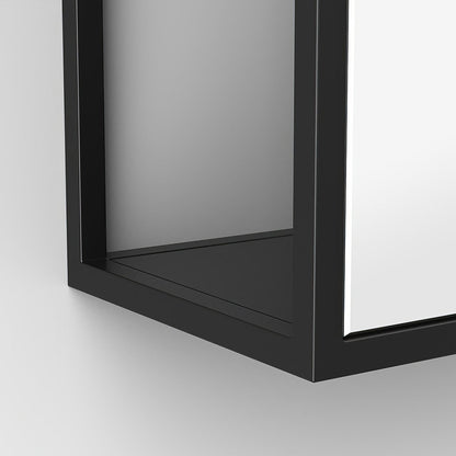 Dockside Mirror With Open Shelving 140x30cm in Black
