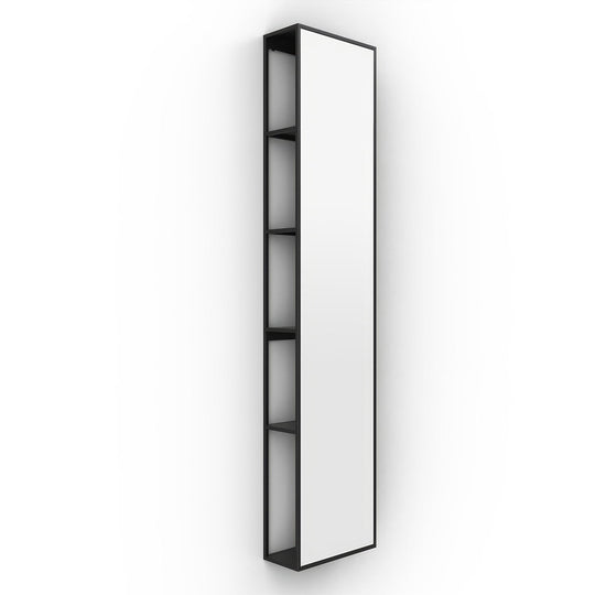 Dockside Mirror With Open Shelving 140x30cm in Black