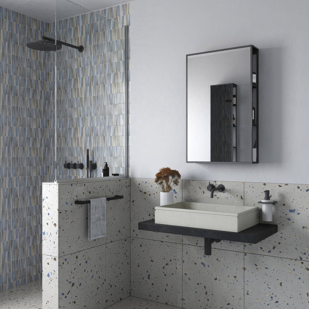 Dockside Mirror With Open Shelving 50 Black