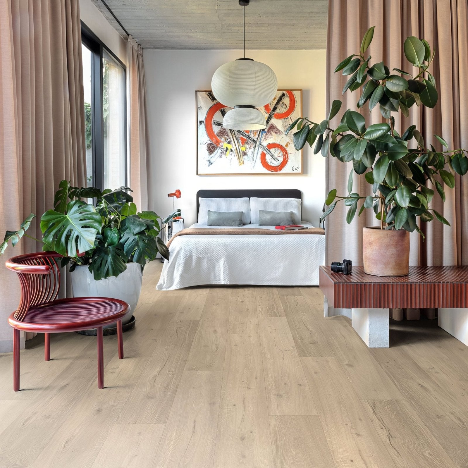 Dolly f035 long vinyl planks featuring light oak hardwood flooring with a natural wood grain finish