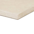 Dorzano diamond sawn edge cream-colored textured stone tile with smooth slightly rough surface and rounded edges 40.6 x 40.6cm