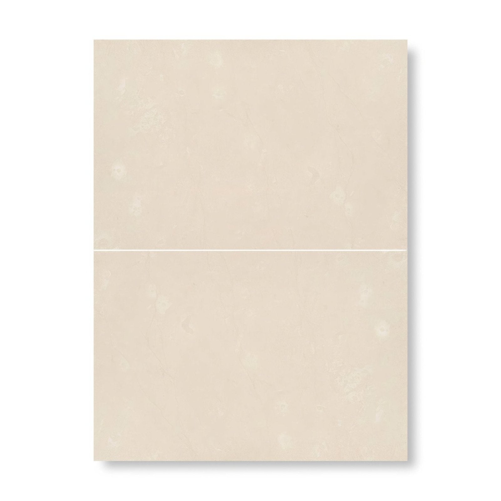 Beige ceramic tile dorzano diamond sawn edge 40.6 x 61cm with subtle speckled texture and glossy finish