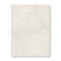 Two cream-colored dorzano tumbled edge and surface tiles with subtle marble texture and faint veining 40.6 x 61cm