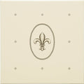 Dot Cartouche with Fleur de Lis Charcoal Grey on County White