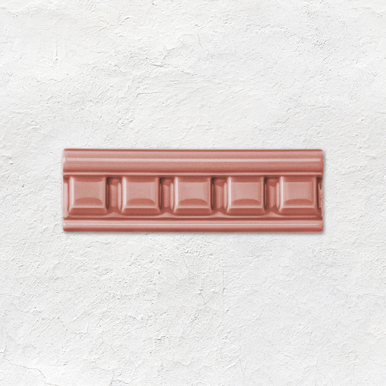 Duchy Pink Dentil Moulding Ceramic Wall Tile 152x50mm - Gloss