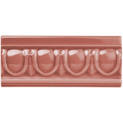 Duchy Pink Egg & Dart Moulding Ceramic Wall Tile 152x65mm