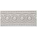 A rectangular off-white ceramic tile dunwich baroque with raised circular motifs and beaded borders pattern