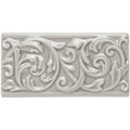 Dunwich Buckingham rectangular off-white ceramic tile with intricate raised floral and scrollwork design