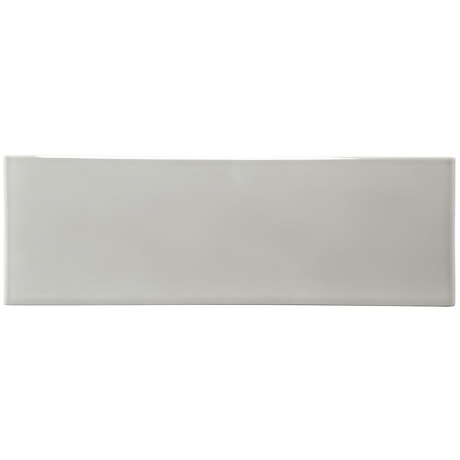 A sleek rectangular ceramic crackle glazed brick tile dunwich in soft gray with a smooth glossy finish
