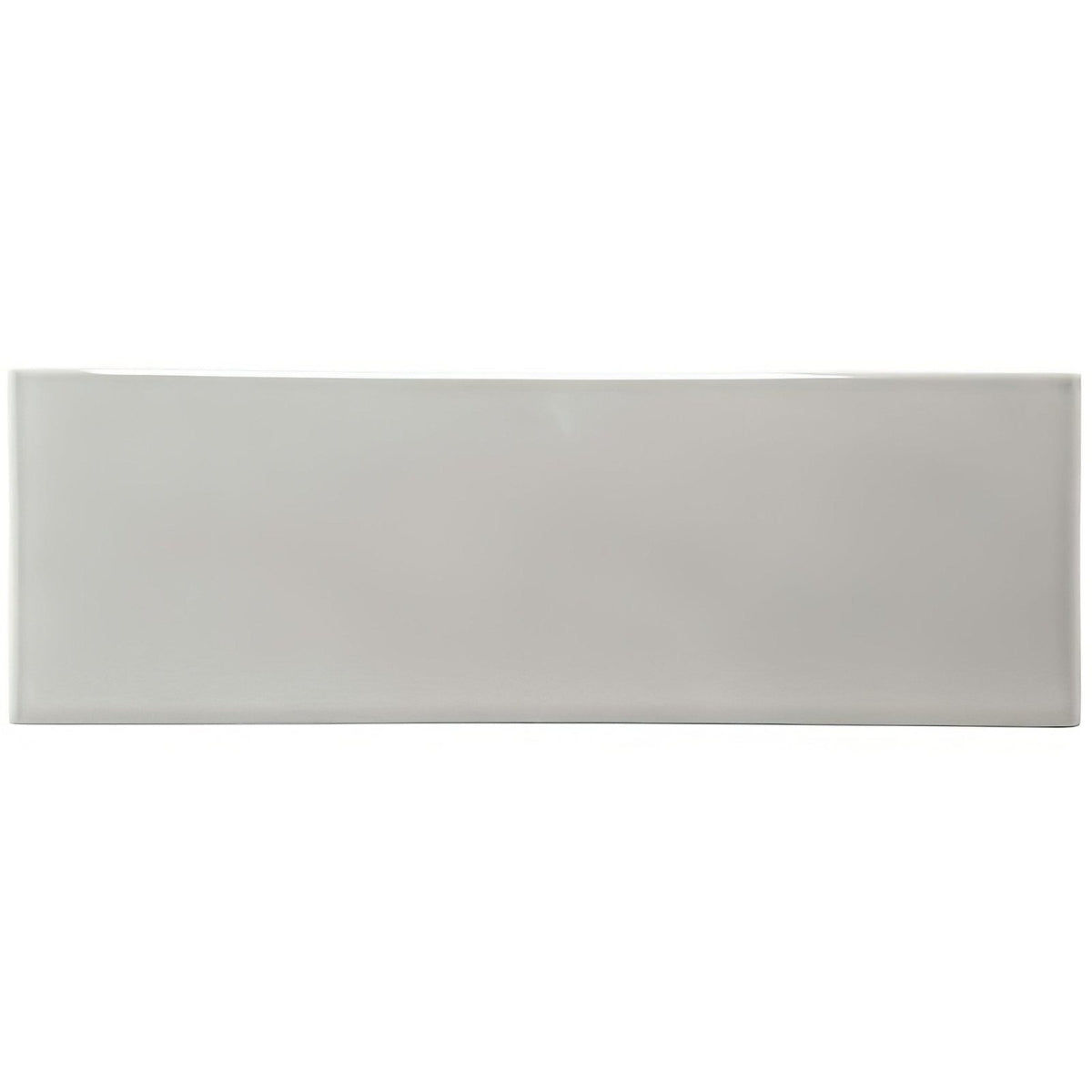 A sleek rectangular ceramic crackle glazed brick tile dunwich in soft gray with a smooth glossy finish