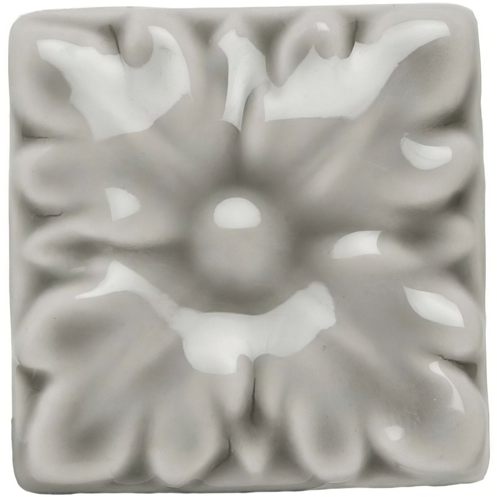 Gray ceramic tile dunwich knightsbridge with raised floral design ideal for decorative wall applications