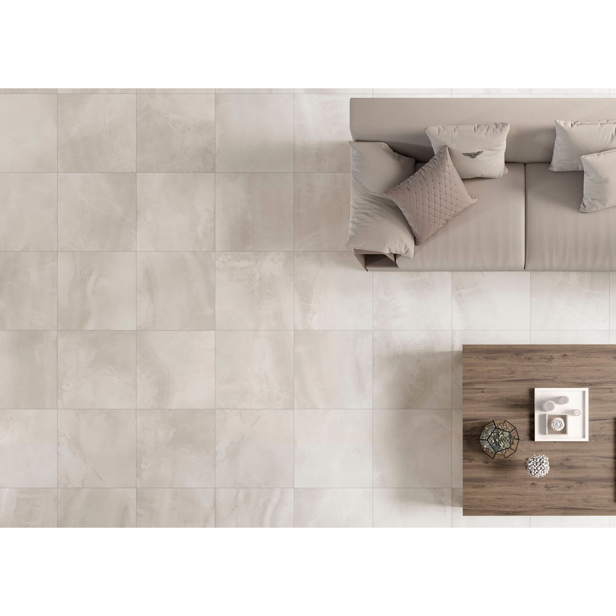 Durango beige matt 60 x 60cm ceramic floor tiles with a beige textured natural stone-like finish