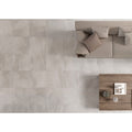 Durango taupe matt 60 x 60cm beige marble effect floor tile with subtle veining and a matte finish