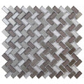 Dusk Grey Herringbone Mosaic grey and silver metallic glass tiles in a herringbone pattern