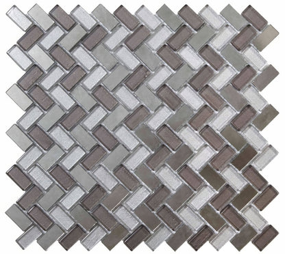 Dusk Grey Herringbone Mosaic