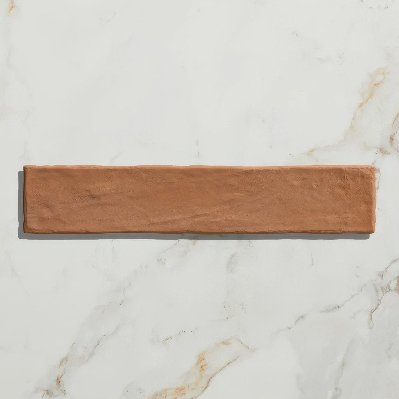 Earthenware porcelain red clay rectangular tile with terracotta color and textured rustic finish