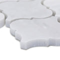 White marble East Hampton Arabesque mosaic tiles with smooth polished surface and organic cloud like shape