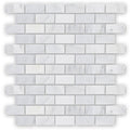 East Hampton brick marble mosaic tile in white with subtle gray veining for elegant wall and floor designs