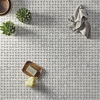 East Hampton Emprador Basketweave Marble Mosaic