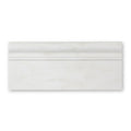 White rectangular east hampton marble skirting tile with subtle veining and a classic elegant profile