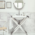 East Hampton Marble Skirting white marble skirting with a sink and chrome tap