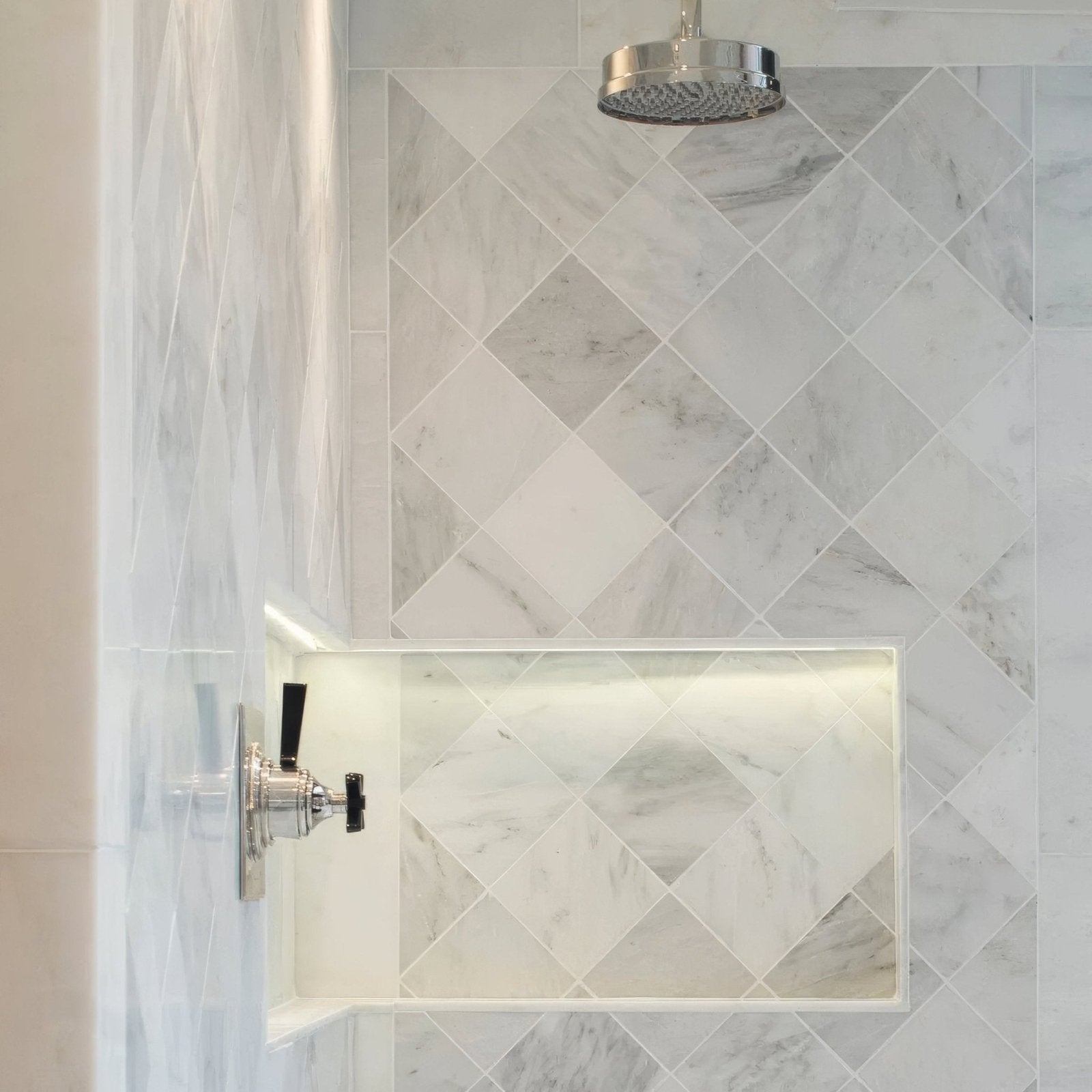 East Hampton Marble Tile 15x15cm in a bathroom setting