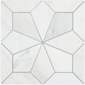 East hampton nova star marble mosaic tile featuring white marble with a geometric starburst pattern and gray grout lines
