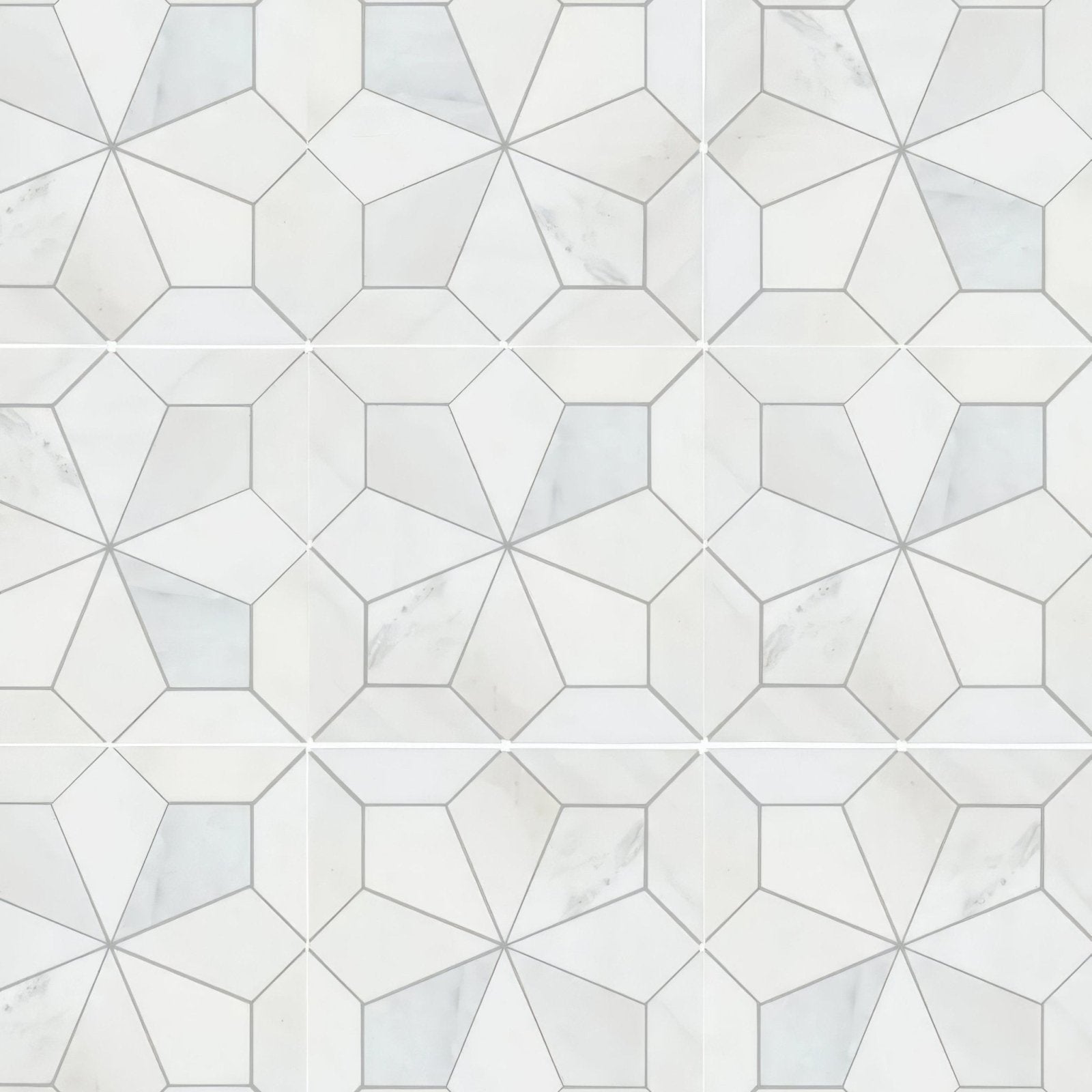 East hampton nova star marble mosaic featuring white marble tile with geometric star pattern for wall or floor use