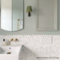 White scalloped marble mosaic tile backsplash from east hampton scallop collection for kitchen walls