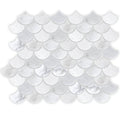White marble scallop mosaic tile with fish scale design for decorative wall and floor use east hampton scallop marble mosaic