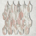 Pink and gray marble fish scale mosaic tile from east java flamingo marble plume mosaic collection