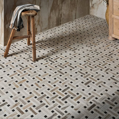 East Village Porcelain Basketweave Mosaic Oro
