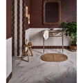 Marble-effect bathroom floor tiles east village porcelain bianco 60 x 120cm with subtle gray veining