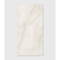 A rectangular east village porcelain bianco tile in white marble effect with subtle gray veining 60 x 120cm